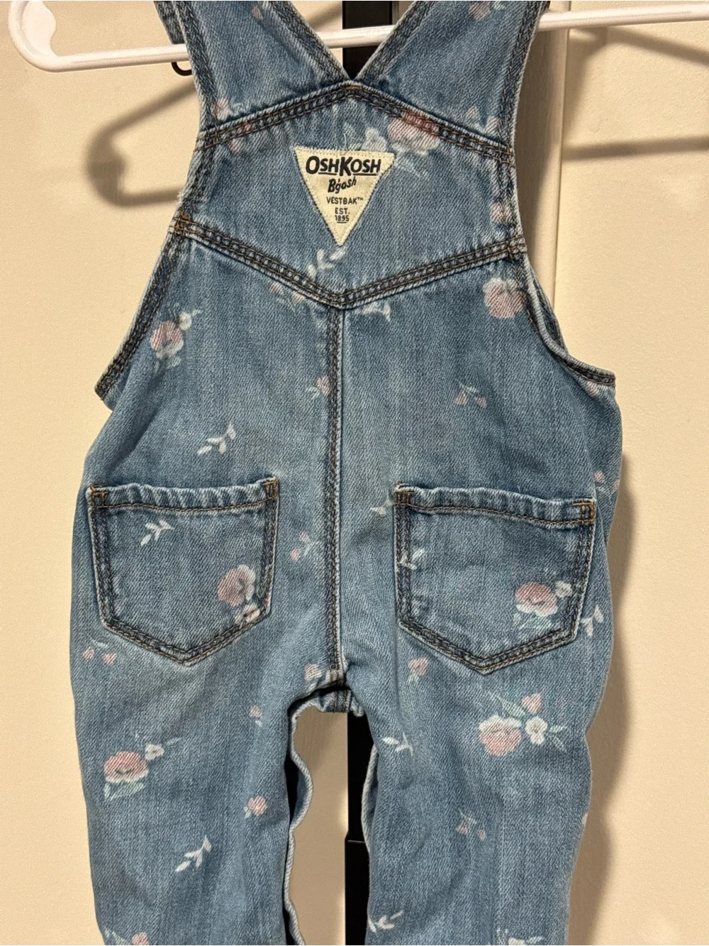 OshKosh Denim Baby Overalls with Floral Pattern infant 3-6mo